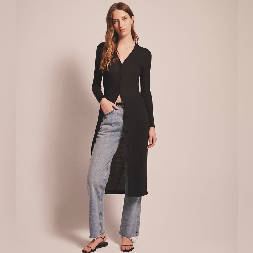 NAADAM Silk Cashmere Ribbed Longline Cardigan Dress